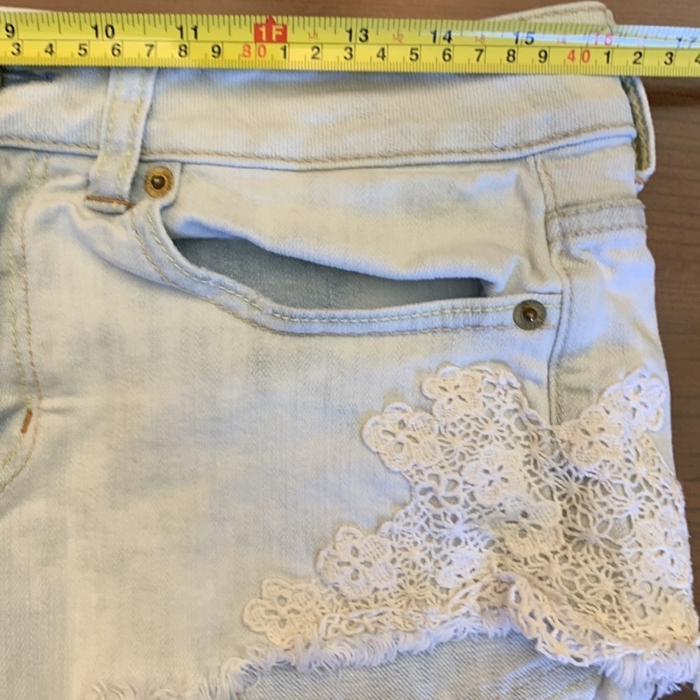 AEO Light Wash Jean Short with Crochet Side Detail - Picture 11 of 14